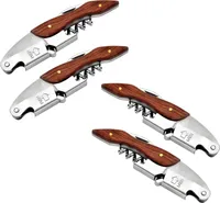 4 x Korkenzieher Wein aus Edelstahl | Kellnermesser | Wein Öffner mit Flaschenöffner & Folienschneider | Sommeliermesser | Multifunktionaler Kellnerbesteck | Weinkorkenzieher | manueller Korkenheber