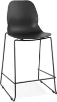 Kadima Design Barhocker Kunststoff | 65,5 cm Sitzhöhe | Stapelbar Outdoor Rückenlehne | Schwarz | 120kg