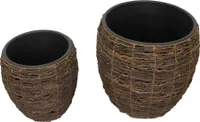 Übertopf "Kokos", 2er Set, rund, Kunststoffeinsatz, Pflanzkorb, Blumentopf