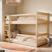 Kinderbett Hochbett Etagenbett 80x180 | 90x190 | 90x200 cm, mit abgerundeten Kanten und umbaubar zu 2 Betten​ 80x180 cm von 3. bis 12. Lebensjahr, Natur​