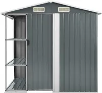 vidaXL Gartenhaus mit Regal Grau 205x130x183 cm Eisen