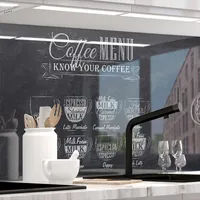 Küchenrückwand selbstklebend Matt-Optik - BISTRO MENU - 1.8mm, versteift, alle Untergründe, Hart PET Material, PREMIUM 60 x 220cm