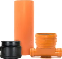 Scarmaxx KG Rohr DN400 mit 2x DN160 Kontrollschacht DN400, A15, Steigrohr 1m