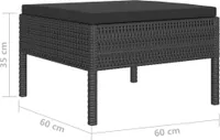 vidaXL 4-tlg. Garten-Lounge-Set mit Auflagen Poly Rattan Schwarz