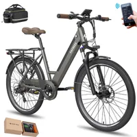 Elektrofahrrad 26 Zoll Pannensichere Reifen Rostfreie Aluminiumlegierung bis zu 90 - 110 km Wasserdicht IP54 mit 7 Gang und App, Grau