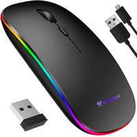 Gaming Maus mit optischem Sensor Still Kabellos Wiederaufladbar USB Maus für PC & Laptop LED RGB 21843