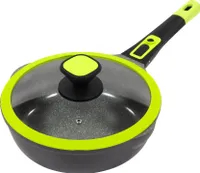 Ø24cm Bratpfanne ca. 7.5cm hoch KING® Click-Grip Aluguss mit Keramikbeschichtung Innen: FUSION TI /  abnehmbarer Pfannengriff / mit Glasdeckel / Farbe: Grün