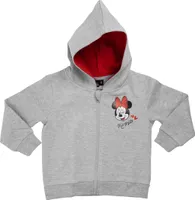Disney Minnie Mouse Kapuzenpullover für Mädchen mit Reißverschluss und Glitterprint Hoodie Sweatjacke Grau 86-92