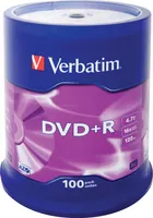 Verbatim 43551 1x100 Verbatim DVD+R 4,7GB 16x Speed, srebrny matowy