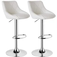 WOLTU 2er Set Barhocker, stufenlose Höhenverstellung, Stahl, Kunstleder, Weiß