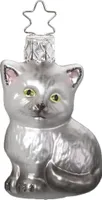 Christbaumschmuck Kätzchen Glas 6.5cm grau, 1 Stück