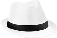 Uni klobúk Beechfield Fedora RW259 (S/M) (biely/čierny)