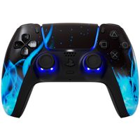 PS5 LuxController® Custom LED Controller mit 4 Paddles Blaue Flammen Design Wireless für PlayStation 5