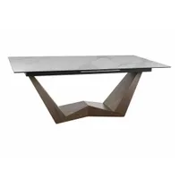 Stół rozkładany BONUCCI CERAMIC 200(250)x98 biały marmur/orzech