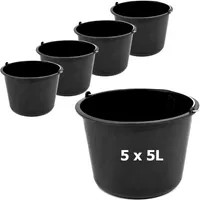 Baueimer Mörtelkübel 5 stck Mörteleimer 5 L Baustelle Putzeimer 24 cm Zementeimer Schwarz Eimer Wassereimer