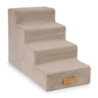 Hundetreppen, Für kranke und ältere Tiere, Einganshilfe, Rampe, 4 Stufen, 60 x 30 x 40 cm, Kord Beige