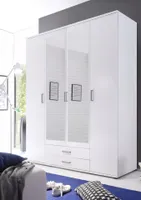 Karl Kleiderschrank 4-türig mit Spiegel 159 cm Weiß