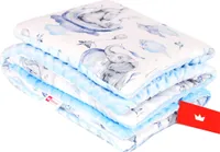 BABYLUX Babydecke MINKY PLÜSCH Kinderwagen 75x60cm MP126 - Blau + Elefanten