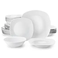 MALACASA, Serie Elisa, sada 24 kusů porcelánového jídelního servisu Sada kombinovaného nádobí se 6 talíři, 6 dezertními talíři, 6 polévkovými talíři a 6 miskami pro 6 osob