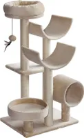 PawHut Katzenbaum Katzenkratzbaum Katzen Kletterbaum Kratzbaum Spielzeug Tunnel Beige L50 x B40 x H105 cm