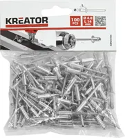 Kreator 100 Stück Blindnieten Popnieten Stahlnieten Nieten ø 4,8 x L 14 mm - ø 4,8 x L 14,0 mm