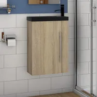Badmöbel Set 45 cm Waschbecken mit Unterschrank Waschtisch Gäste WC kleinmöbel Eiche