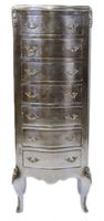Casa Padrino Barock Kommode Silber mit 7 Schubladen 120 x 45x 35 cm - Antik Stil
