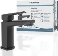 SCHÜTTE Waschbeckenarmatur RAVEN, Badarmatur mit PopUp Ablauf-Stopfen Schwarz matt