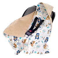 Kuscheldecke für babys, Einschlagdecke, Baumwolle, 85x85, Boho Animals mit beige Minky