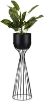 HowHomely Modern Pflanzenständer mit Topf, Blumenhocker aus Metall Schwarz 68 cm Höhe - Blumenständer für das Haus