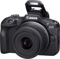 Canon EOS R100 Mirrorless camera + objektív RF-S 18-45mm IS STM (kompaktný fotoaparát, 4k videokamera, digitálny fotoaparát s automatickým zaostrovaním a rozpoznávaním scén pre oči, zvieratá, vozidlá, filter a kreatívny asistent)