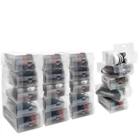 Kurtzy Schuhbox Transparent Plastik Aufbewahrungsbox Schuhe (20Stk) – Damen, Herren, Kinder Schuhboxen Stapelbar, Faltbar, Gewellt – Schuhaufbewahrung