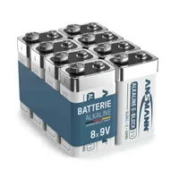 ANSMANN Alkaline longlife 9V Block Batterien (8 Stück) - ideal für Rauchmelder