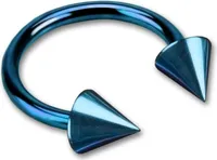 viva-adorno Hufeisen Piercing Edelstahl Spikes Augenbrauenpiercing Z55,Blau,1,2 x 8 x 3+3mm