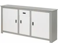 Anrichte mit 3 Türen und 1 Schublade in Weiß / Grau