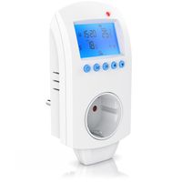 BEARWARE WLAN zásuvkový termostat - zásuvkový termostat - WiFi Smart Life, TUYA - pre ohrievače - s funkciou zdieľania - 5°-35°C - kompatibilný s Amazon Alexa, Google Home