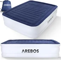 AREBOS nafukovacia posteľ s integrovanou pumpou Samonafukovací matrac pre hostí 203 x 152,5 x 51 cm Modrá / Biela
