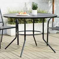 Möbel Terrassentisch Rund Anthrazit Pulverbeschichteter Stahl - Gartentische 4009264