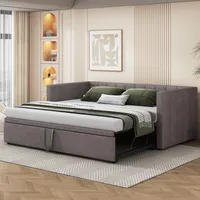 Flieks Schlafsofa 90x200cm/180x200cm Tagesbett Daybett, Kinderbett mit Lattenrost und Armlehnen, Gästebett Jugendbett, Samt, Grau