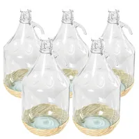 MIKONI 5 STÜCK x Bügelflaschen 5L Rattan Korb, Gärballon Glasballon Weinballon Fass Weithalsballon Flasche mit Bügelverschluss