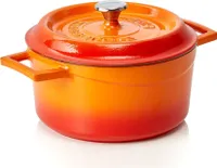 LAVA Kochtopf mit Deckel aus emailliertem Gusseisen Orange mit 2,8 Liter