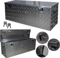trucky Truckbox, Deichselbox Aluminium, Anhängerbox 15 Größen, Werkzeugkiste mit Schloss und Schlüssel, stabil und wasserdicht, Boxentyp:D210 (129 x 39 x 45 cm)
