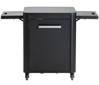 Cozze® Rolltisch für Plancha-Grill / Gasgrill, für Outdoorküchen, mit 2 klappbaren Seitentischen, 83 x 60 x 64 cm, Edelstahl, schwarz / silber