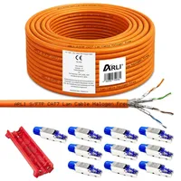 ARLI Verlegekabel Cat7 100m + 10x RJ45 Netzwerkstecker CAT8.1 Werkzeuglose Montage + Messer