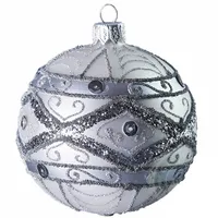 Weihnachtskugel Silber verziert
