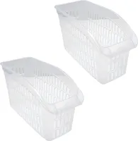 2er Set Aufbewahrungskorb Transparent 17,5 x 29 x 13,5 cm Schrankkorb Regal Organizer Aufbewahrungsbox Ordnungskorb Kunststoff