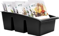 Vilde Küchenorganizer Aufbewahrungsbehälter für Gewürze Gewürzsortierer mit 3 Fächern schwarz robust 25x15x9 cm