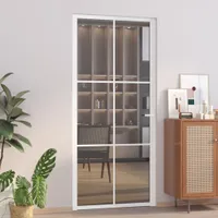 Drzwi wewnętrzne 93x201,5 cm Białe szkło ESG i aluminium