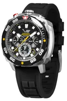 Vostok Europe Systema Periodicum Sulfur Chronograph Herrenuhr inkl.2 Armbänder Schwarz/Gelb Leder/Silikon - VK67-650E725
