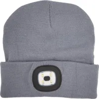 Mütze LED Beanie Wintermütze Grau Sportmütze Stirnlampe Freizeitmütze Damen Herren Licht LED